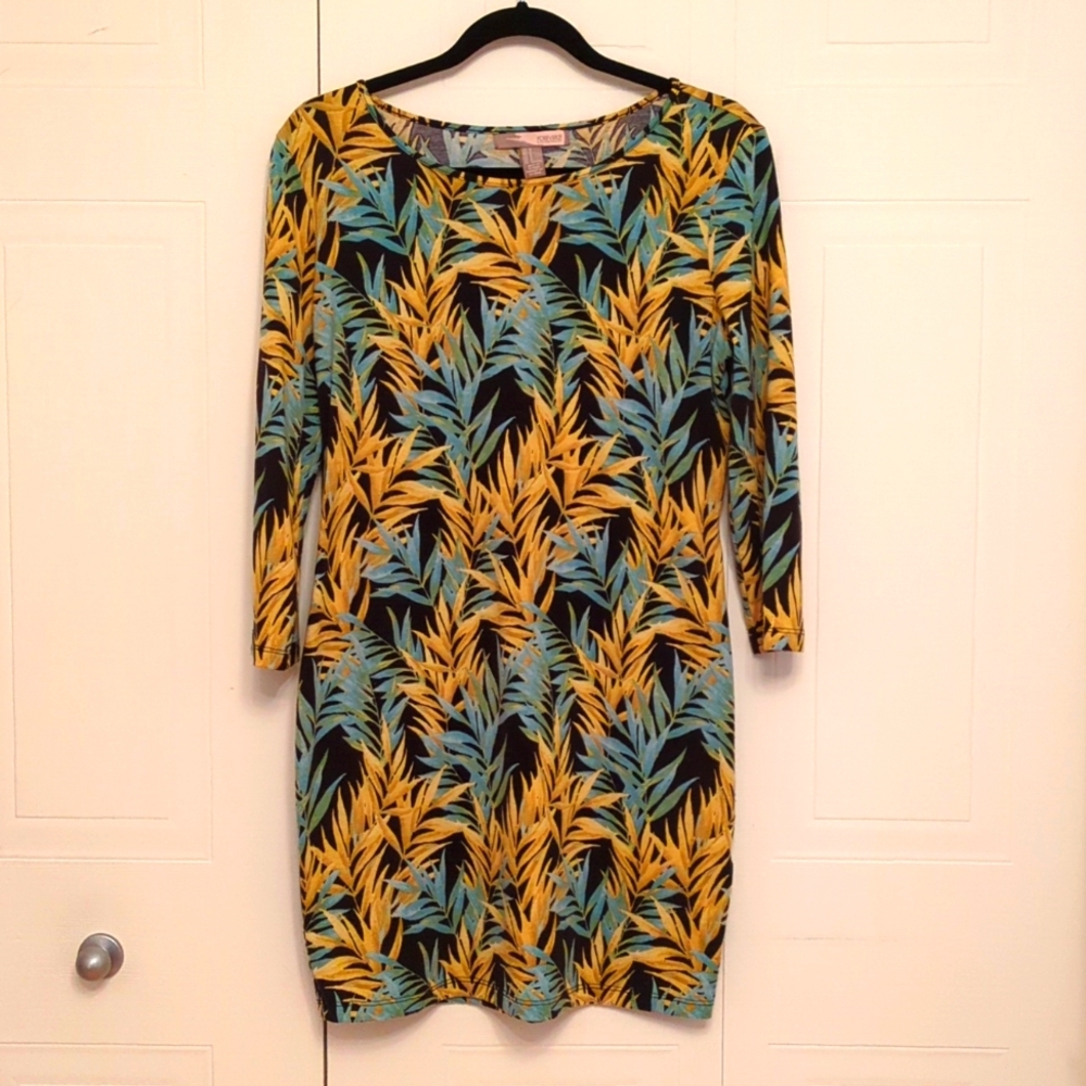 Forever 21 3/4 sleeve printed dress